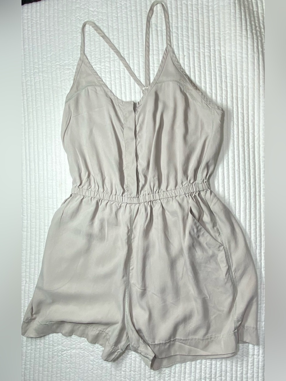 Lululemon Light Grey Athletic Spaghetti Strap Crossover Back Romper